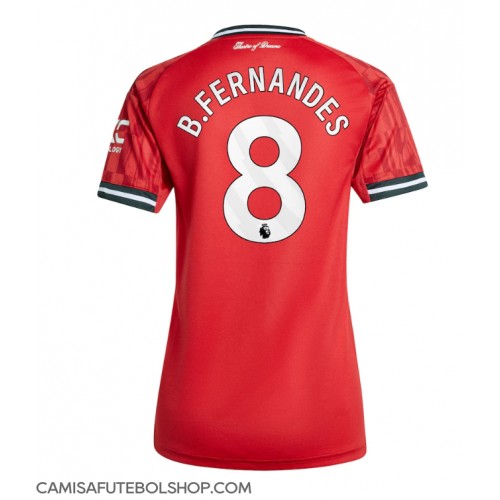 Camisa de time de futebol Manchester United Bruno Fernandes #8 Replicas 1º Equipamento Feminina 2025-26 Manga Curta